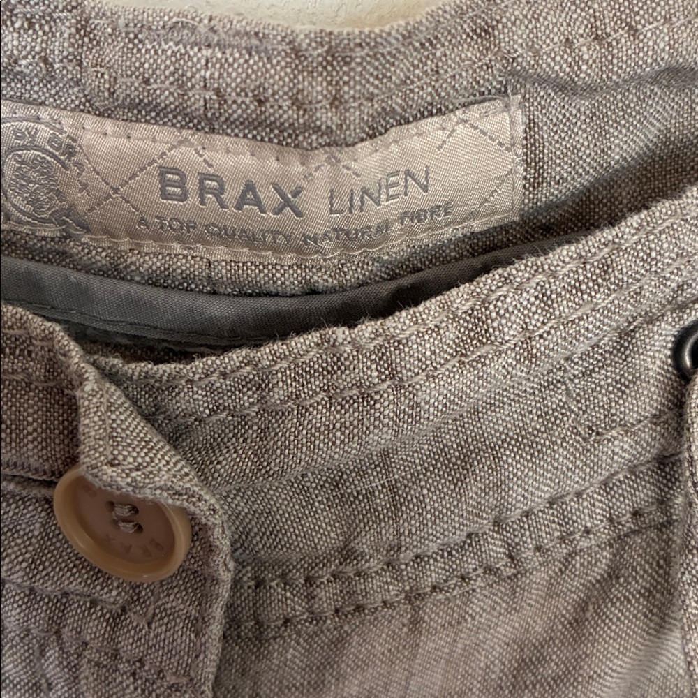 Brax Linen Khaki Drawstring Shorts Size 29 - Picture 2 of 10